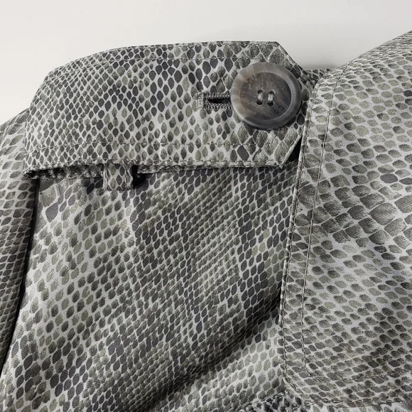 Vtg Snake Print Y2K 80's Trench Coat Rain Double Breast Mod Animal Spy Grunge  S - Picture 11 of 17